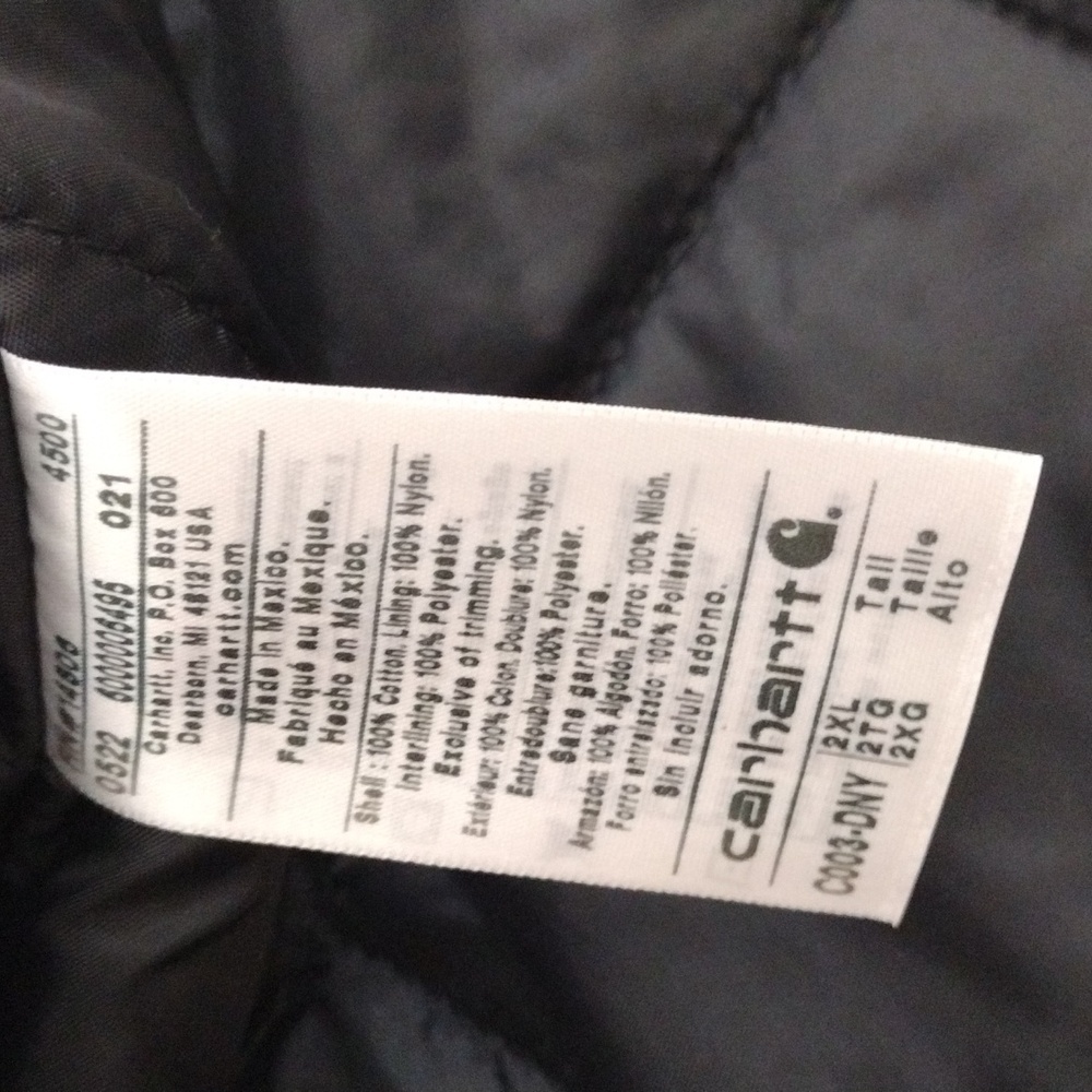 NWT Carhartt Firm Duck Insulated Traditional Navy Coat Loose Fit Size 2XL Tall - Picture 11 of 12